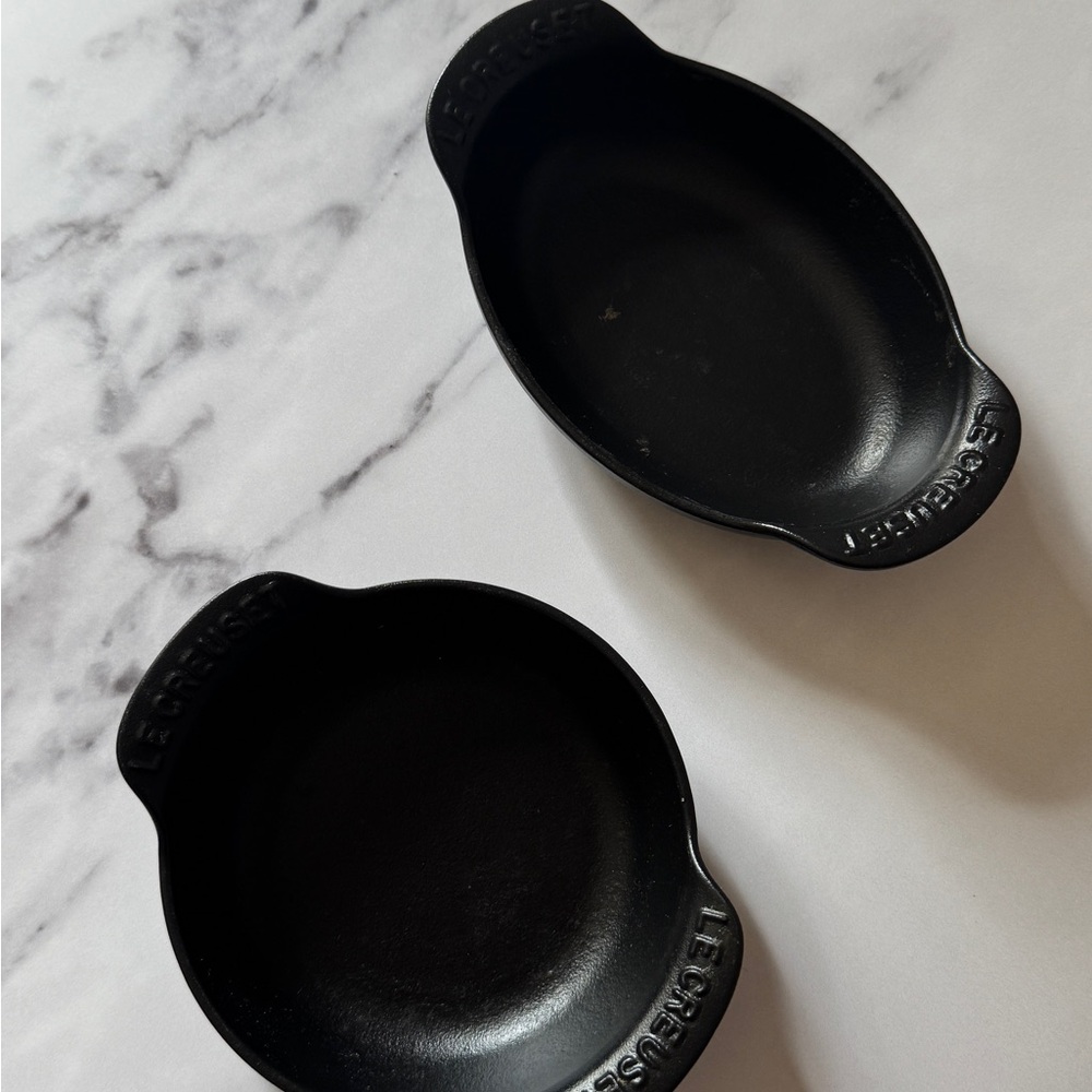 Le Creuset Black Mini Cast Iron Dishes - Pair